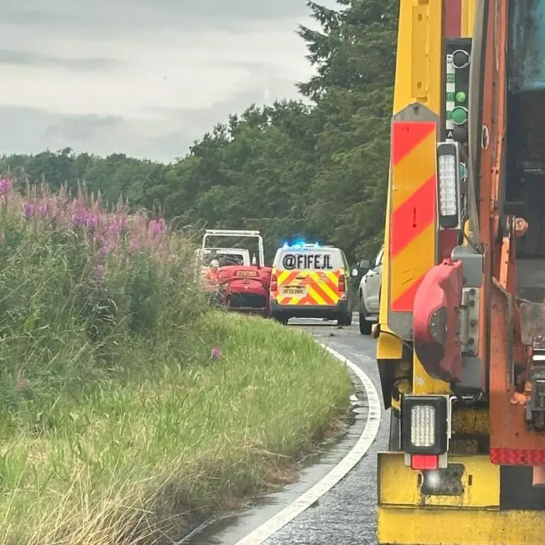 Car flipped kelty to cowden